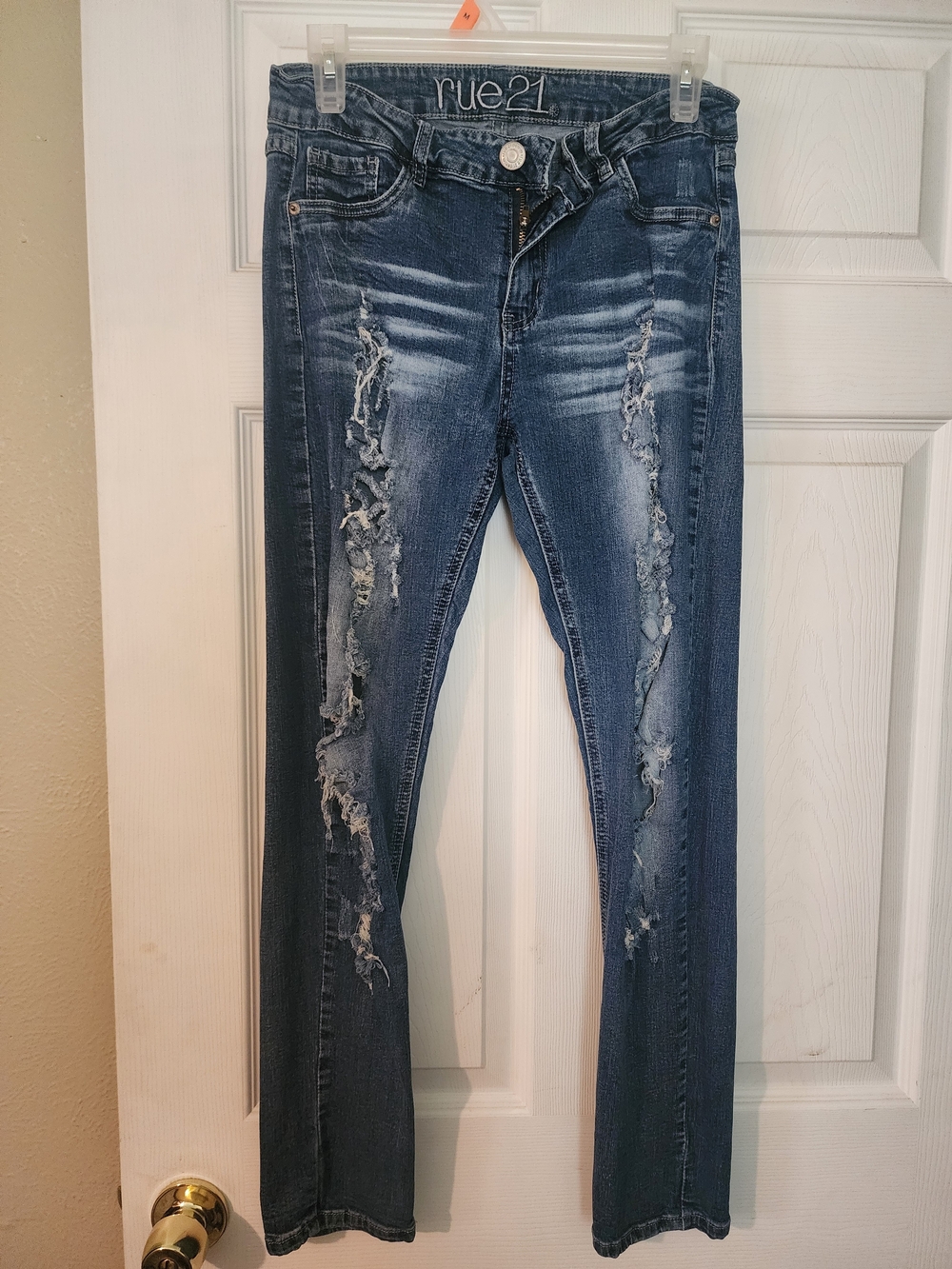 Rue21 Dark Blue Distressed Skinny Jeans